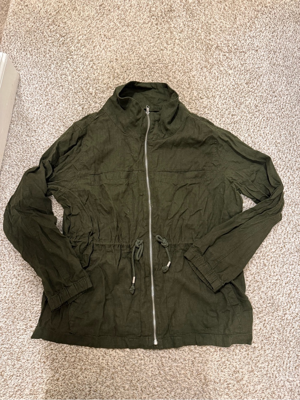 Old navy linen blend army green funnel neck jacket sz xl extra large